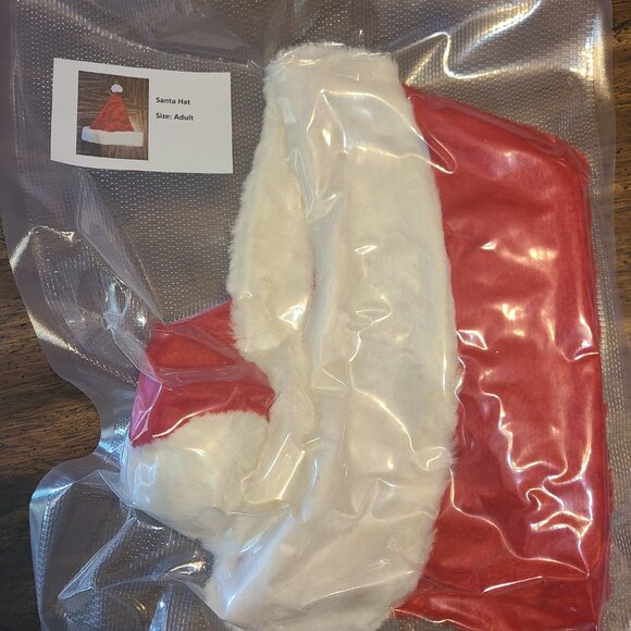 Set of 4 Adult Red Santa Hats w/White Fur Trim - Picture 3 of 3